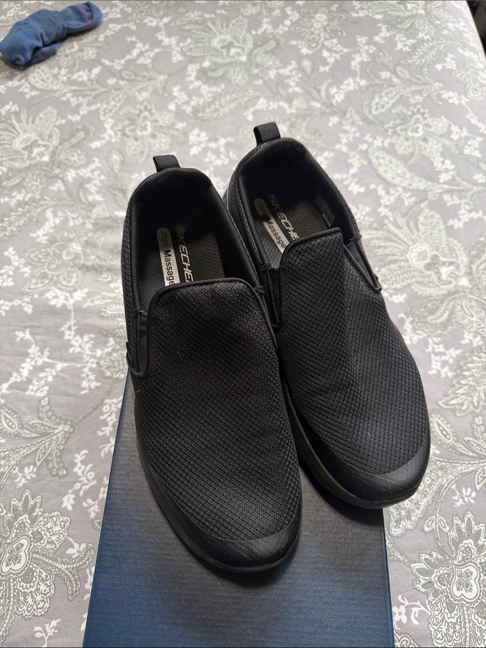 Skechers Men's Black Slip-On Mesh Casual Loafers